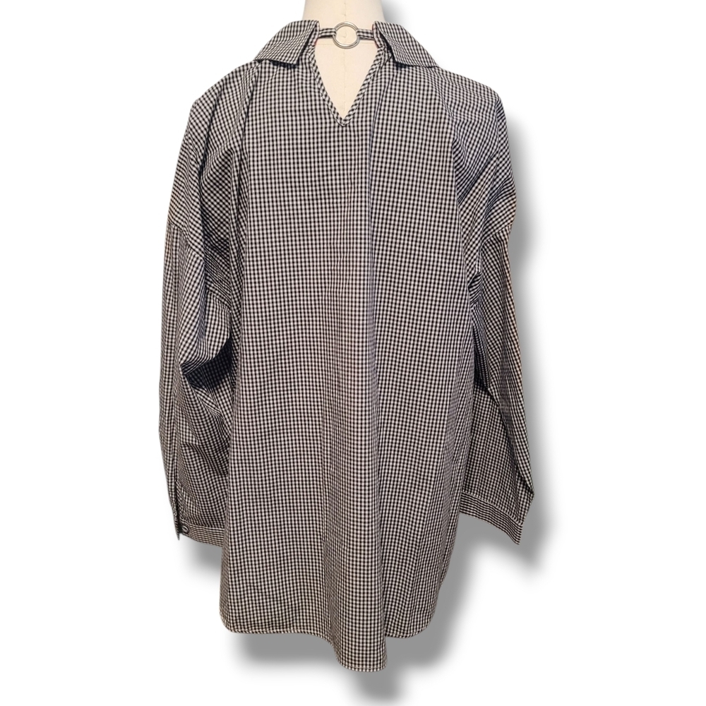 Multiples Black and White Gingham Button Down Shirt - Picture 4 of 6
